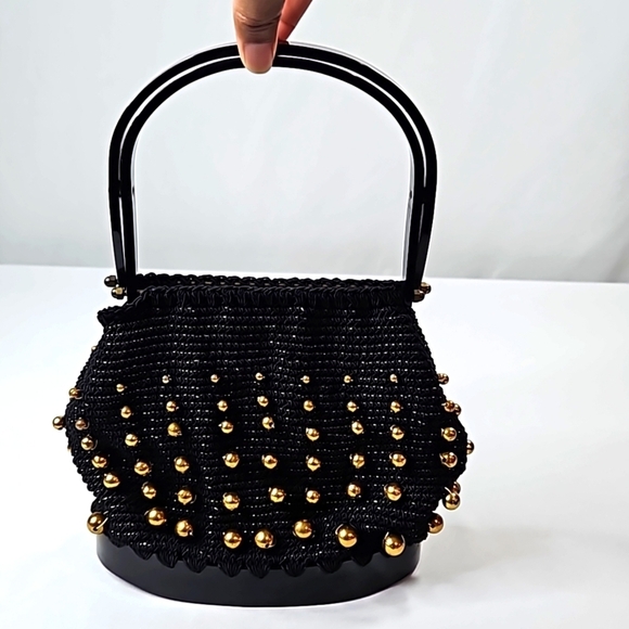 Black Gold Embellishments Evening Bag - Picture 1 of 8